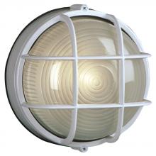  L305012WH007A2 - LED Outdoor Cast Aluminum Marine Light with Guard - in White finish with Frosted Glass (Wall or Ceil